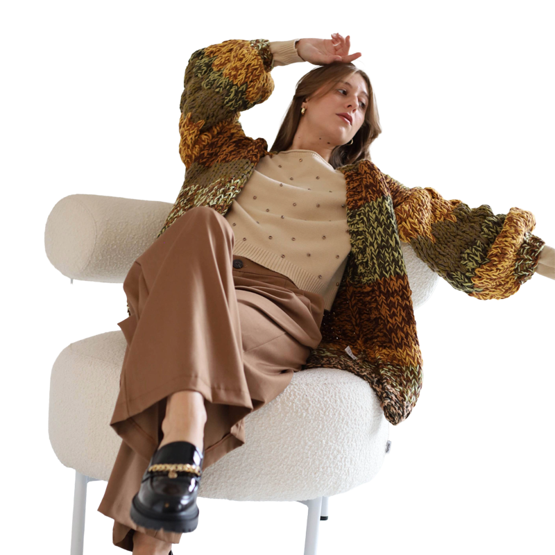 Jersey de Punto Grueso Tejido a Mano