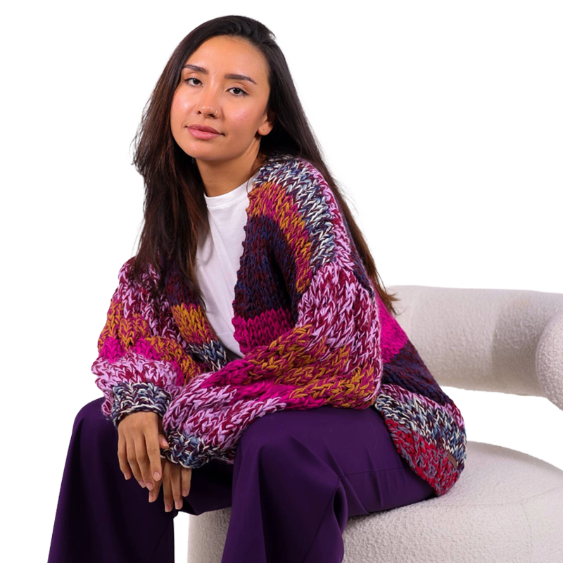 Jersey de Punto Grueso Tejido a Mano