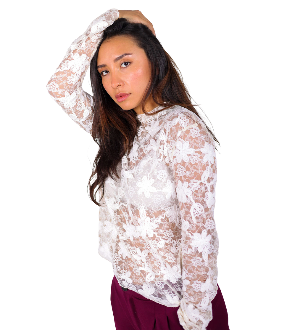 Camiseta de de encaje manga larga