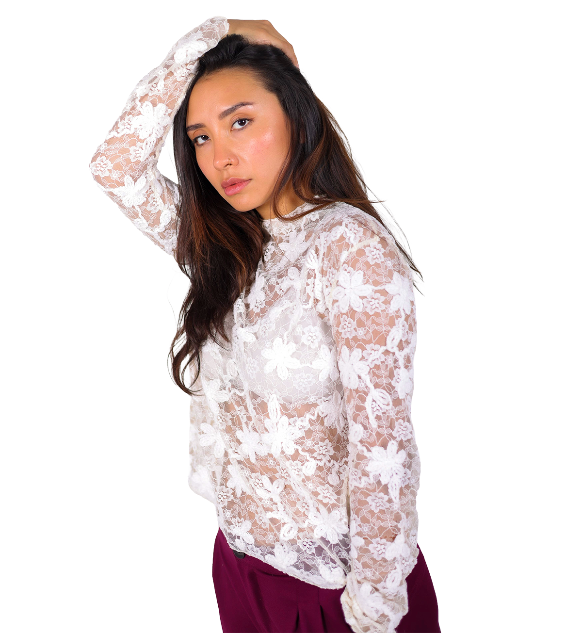 Camiseta de de encaje manga larga