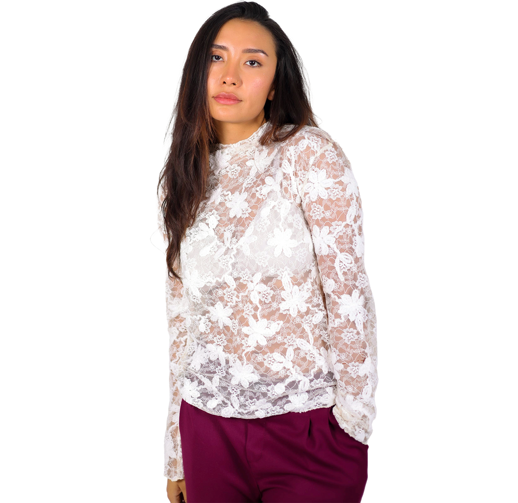 Camiseta de de encaje manga larga