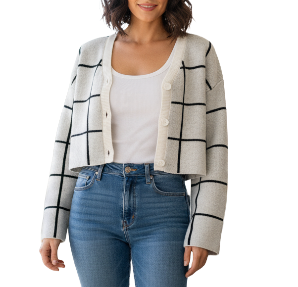 Jersey con botones de cuadros