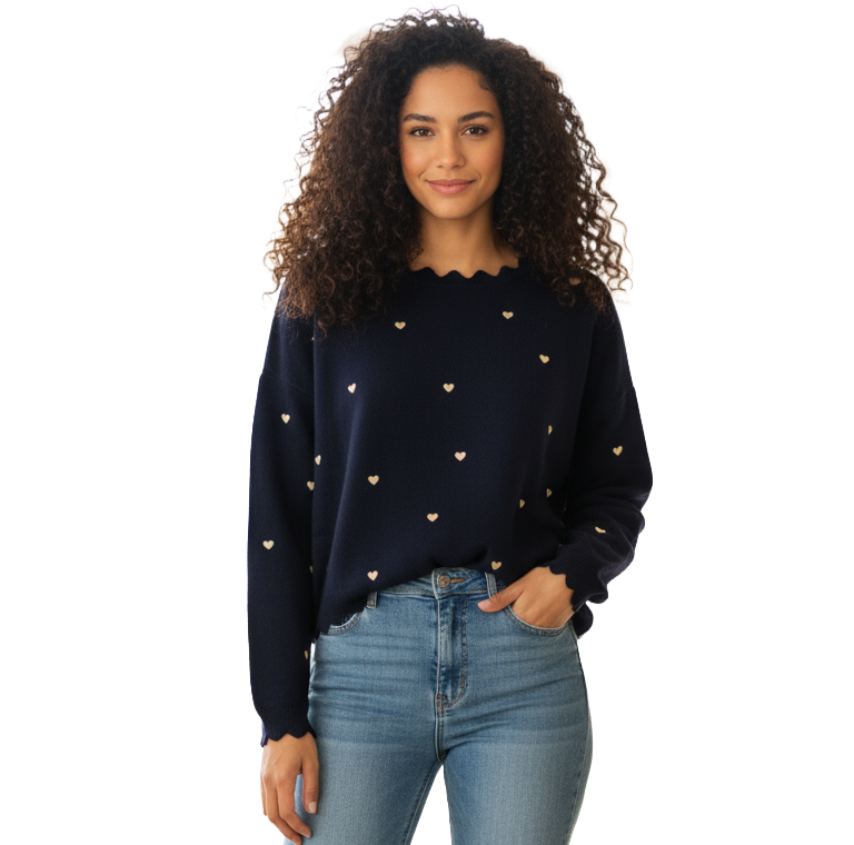 Jersey con corazones bordados