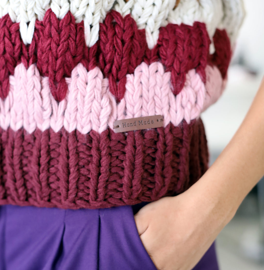 Chaleco tejido a mano de punto grueso