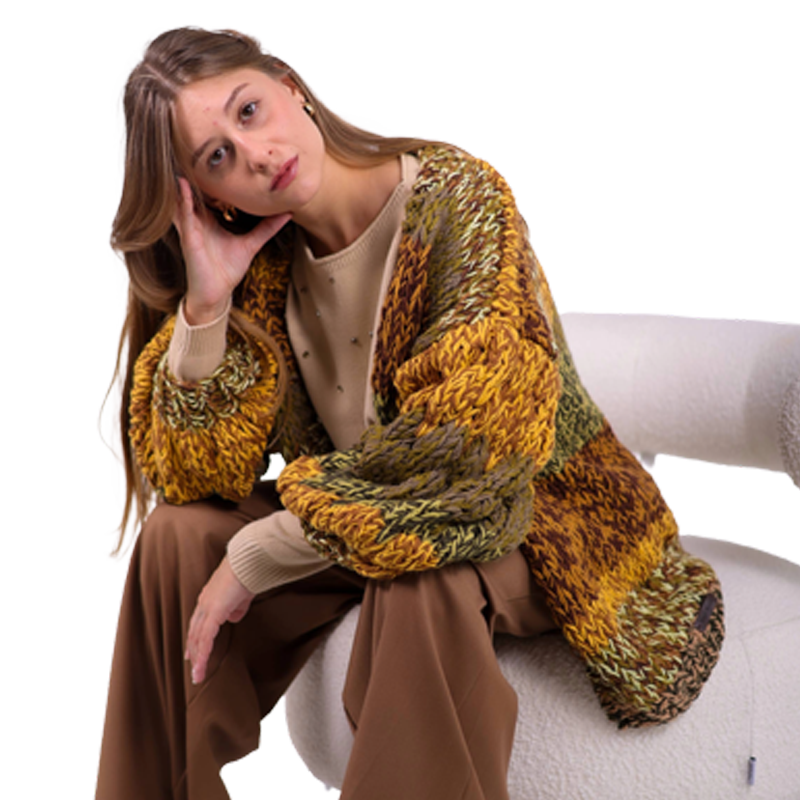 Jersey de Punto Grueso Tejido a Mano