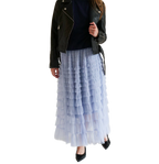 Falda midi de tul celeste