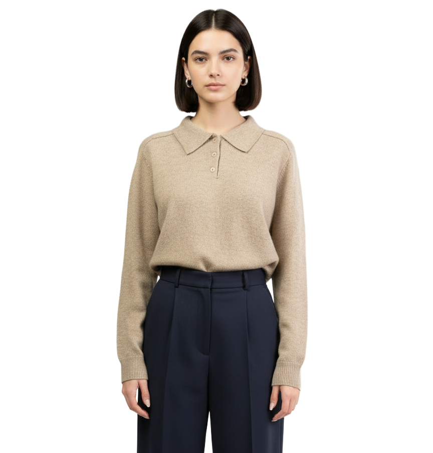 Jersey con cuello polo de angora