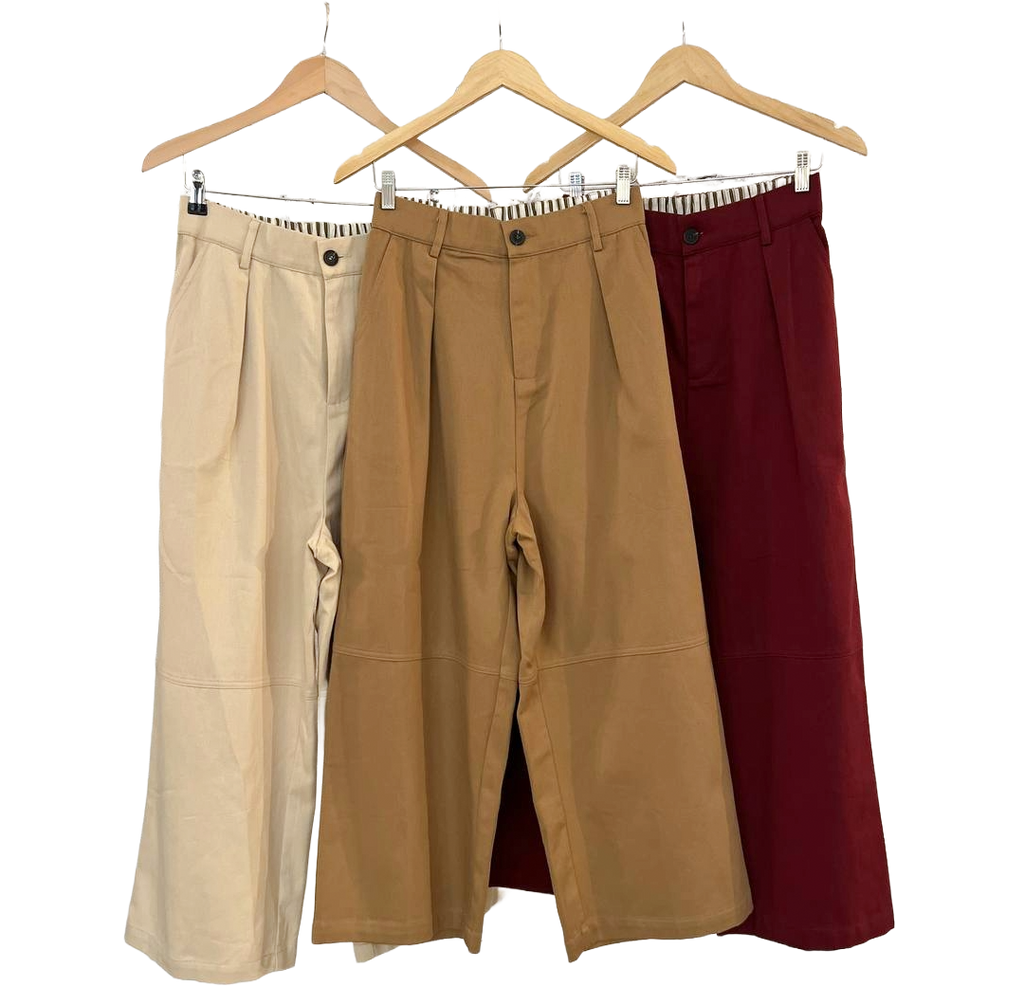 Pantalón clásico ancho de algodón