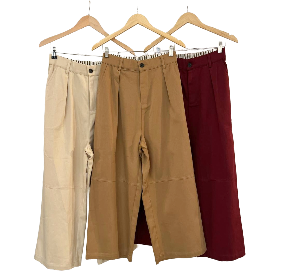 Pantalón clásico ancho de algodón