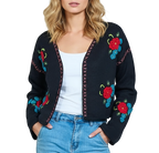 Cárdigan bordado con frente abierto