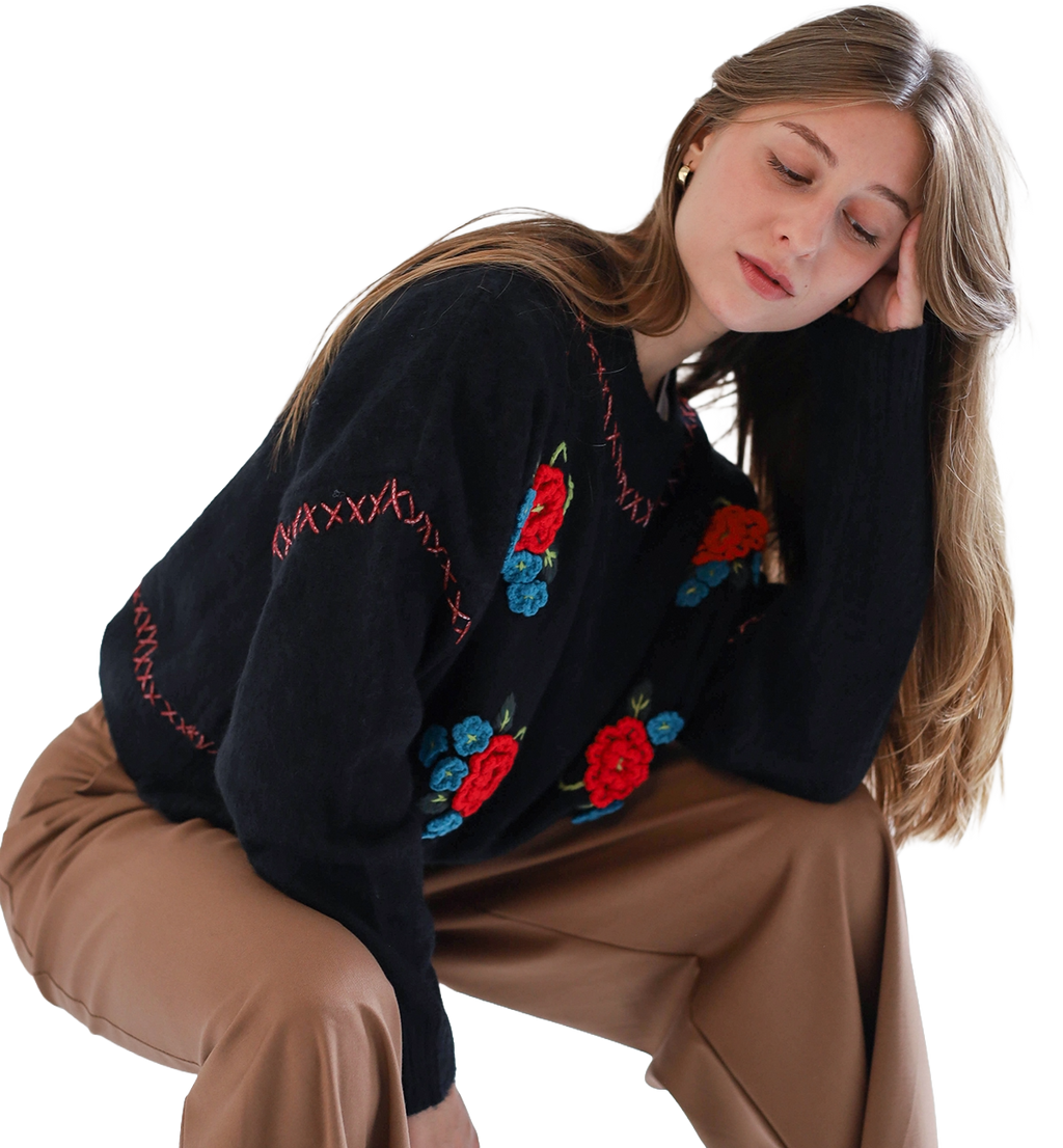 Jersey con bordados a mano