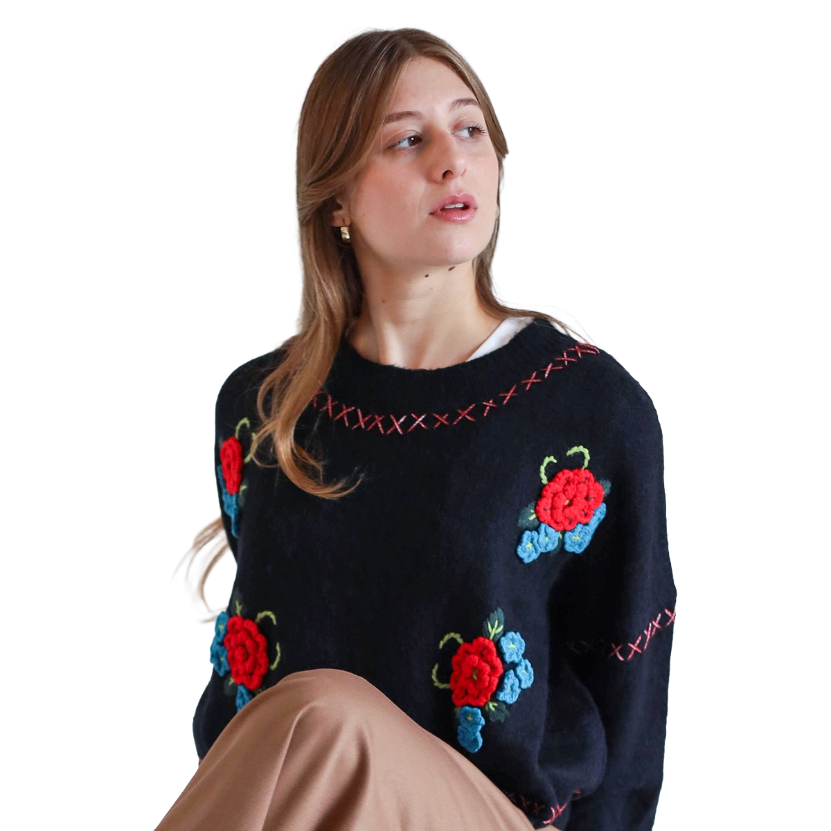 Jersey con bordados a mano