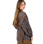 Blusa marrón a rayas de algodón