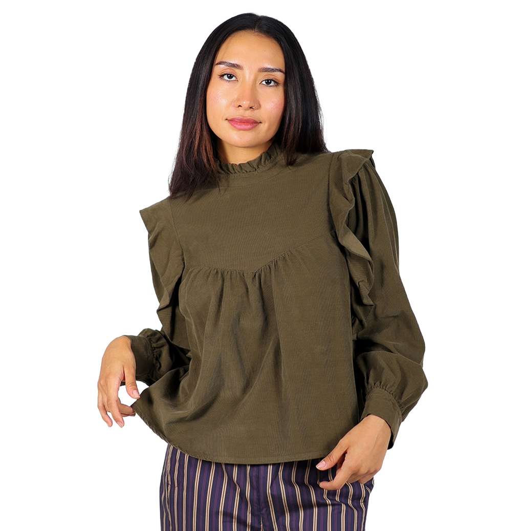 Blusa de micropana con volantes