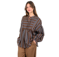 Blusa marrón a rayas de algodón