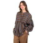 Blusa marrón a rayas de algodón