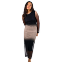 Vestido midi semitransparente con efecto degradado