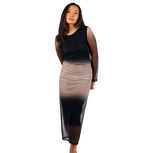 Vestido midi semitransparente con efecto degradado