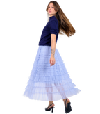 Falda midi de tul celeste