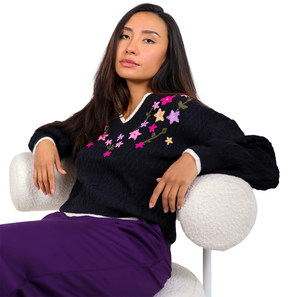 Jersey con bordado floral