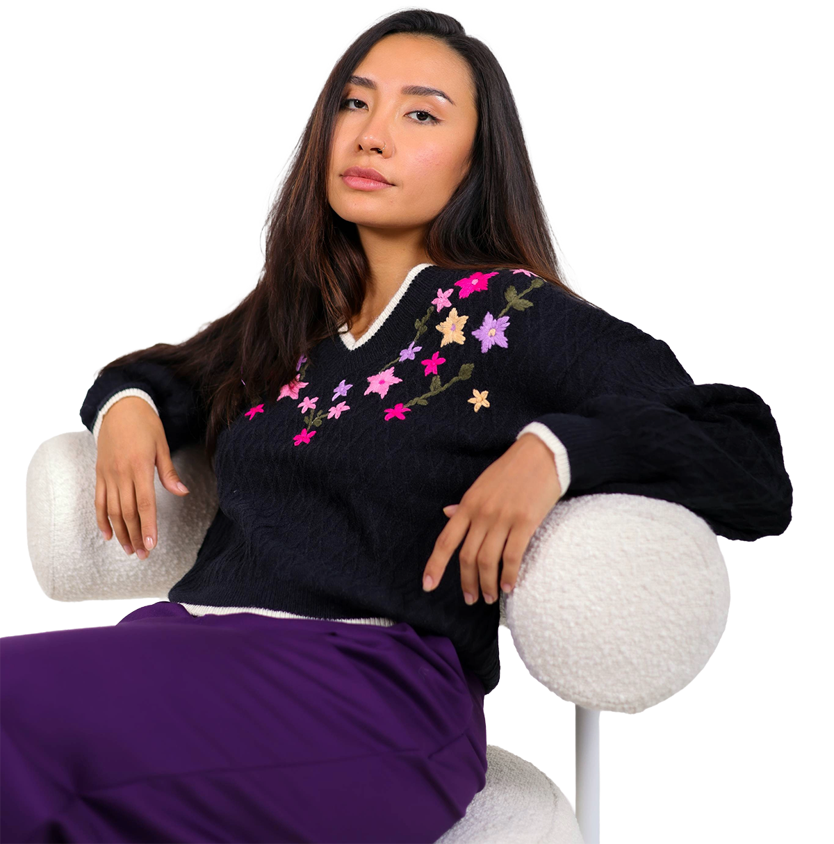 Jersey con bordado floral