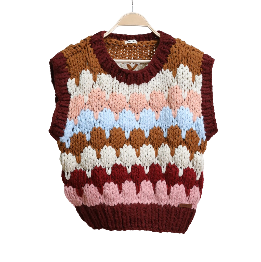 Chaleco tejido a mano de punto grueso