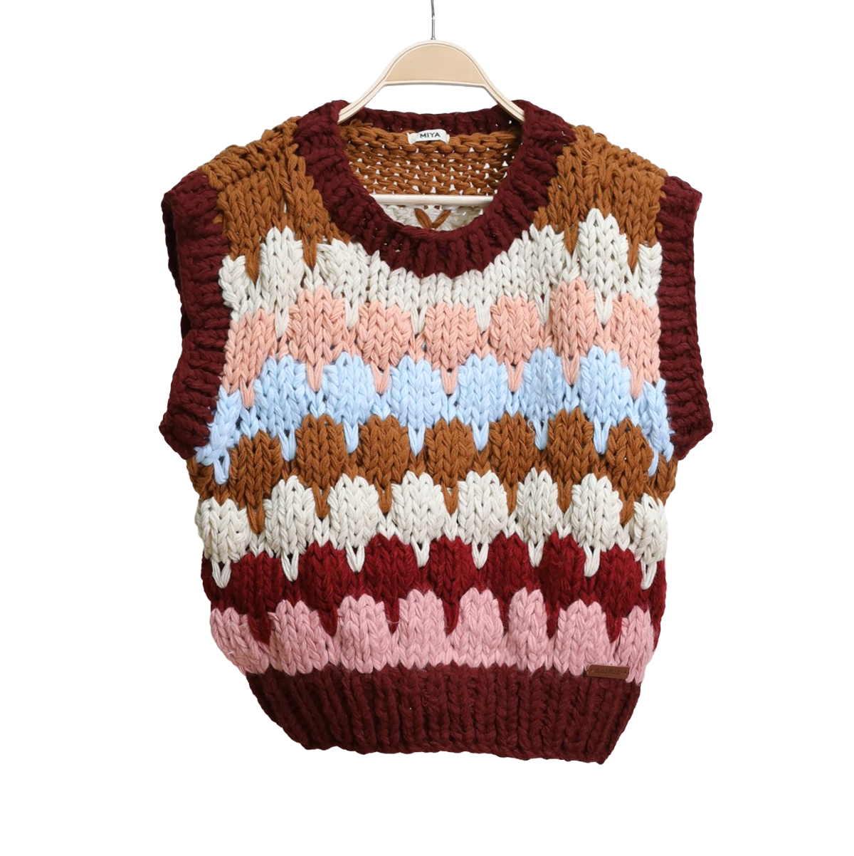 Chaleco tejido a mano de punto grueso