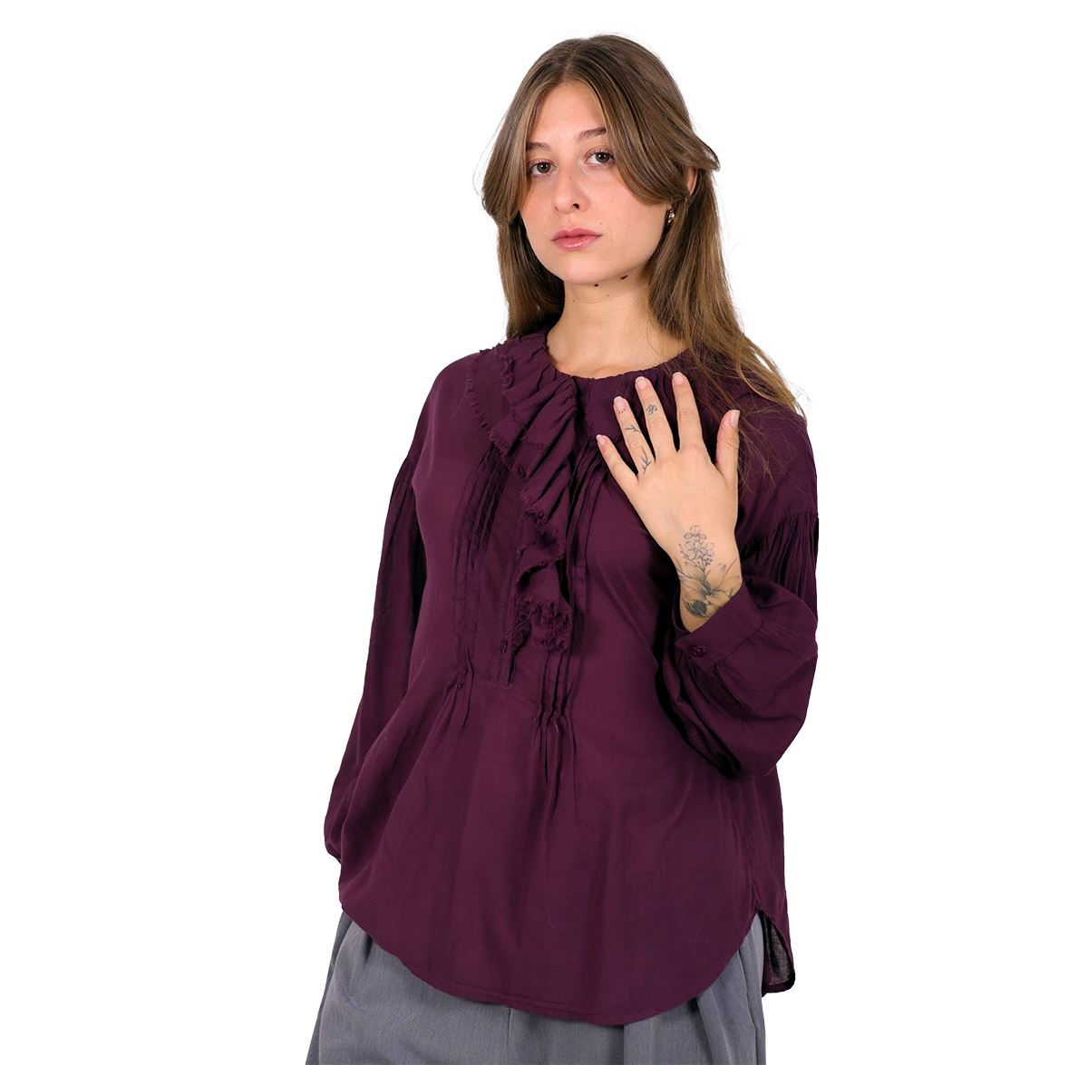 Blusa con botones y volantes