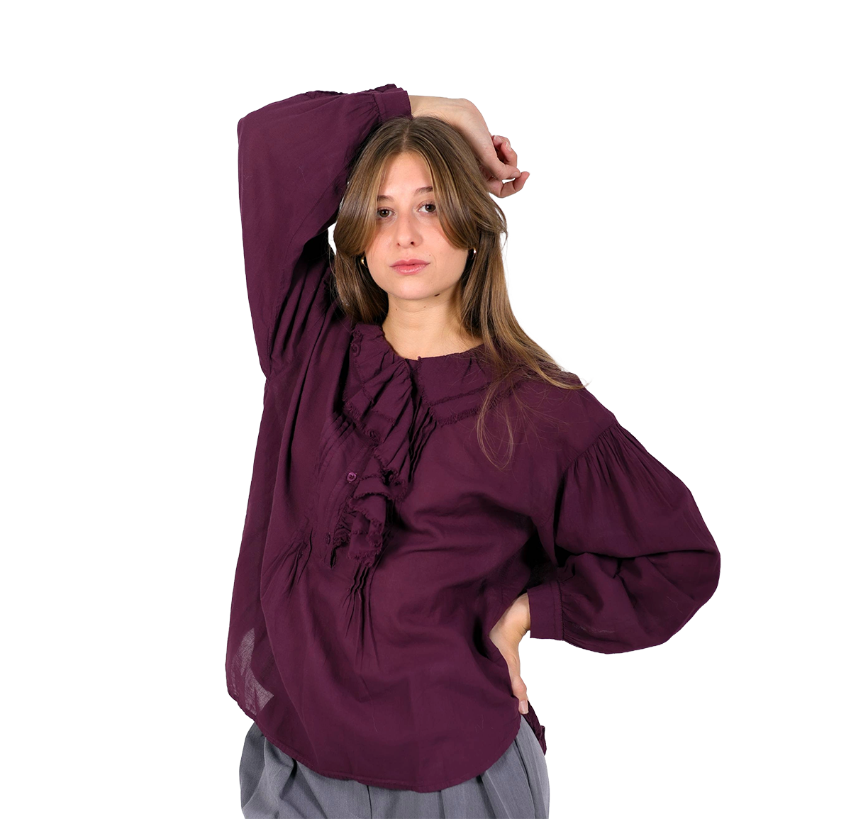 Blusa con botones y volantes